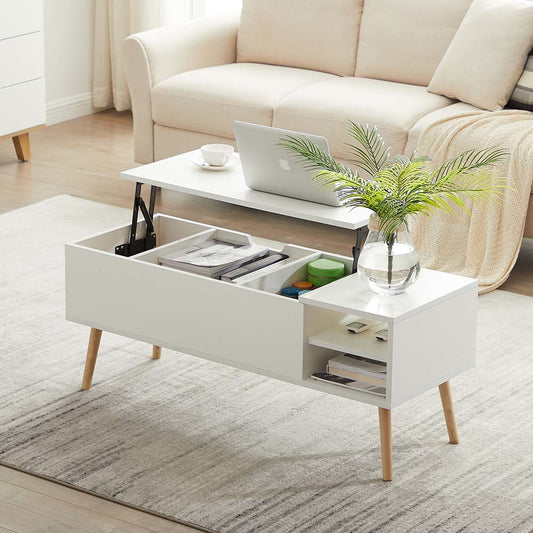 White Wood Adjustable Height Computer Desk