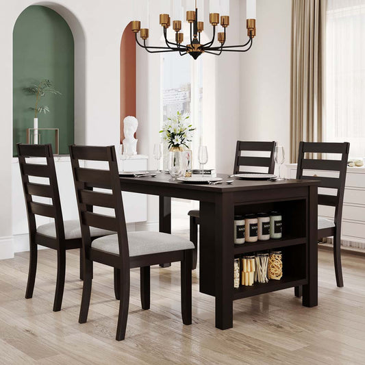 Wood 5-Piece Dining Table Set