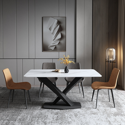 Modern Rectangular Sintered Stone White Dining Table
