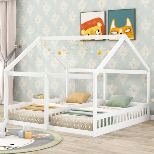 Two Shared Twin Size House Platform Beds