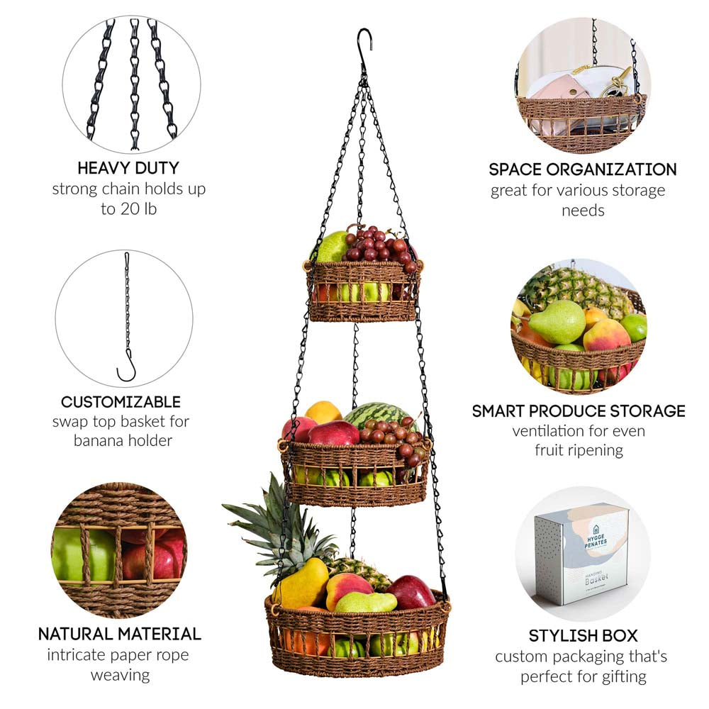 Hanging Fruit Basket 3 Tier