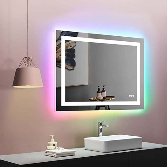 Front Light & RGB Color Backlit Dimmable Bathroom Vanity Mirror