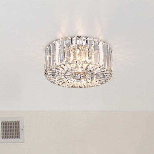 Crystal Chandelier 2-Light Modern Flush Mount Ceiling Light