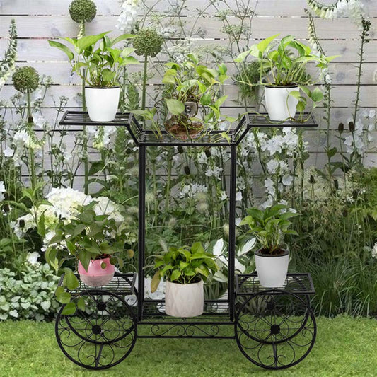 Garden Cart Stand & Flower Pot Plant Holder Display Rack