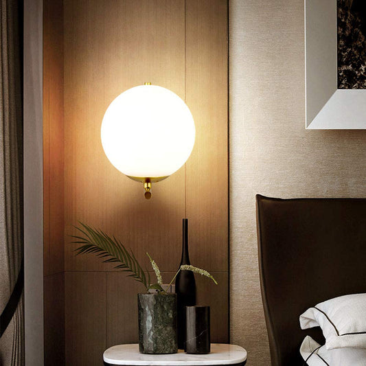 Modern Gold Wall Light Fixtures Milky Glass Indoor Wall Lamp
