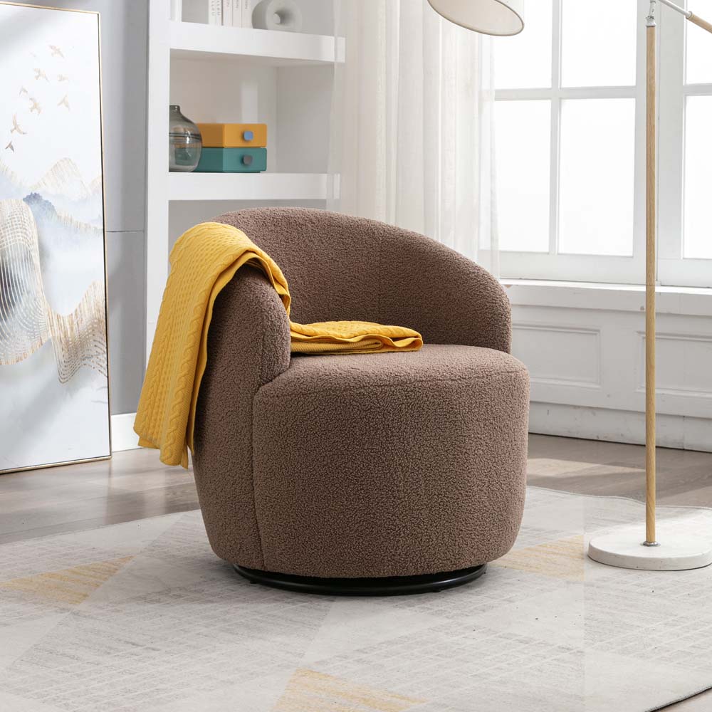 Teddy Fabric Swivel Accent Armchair