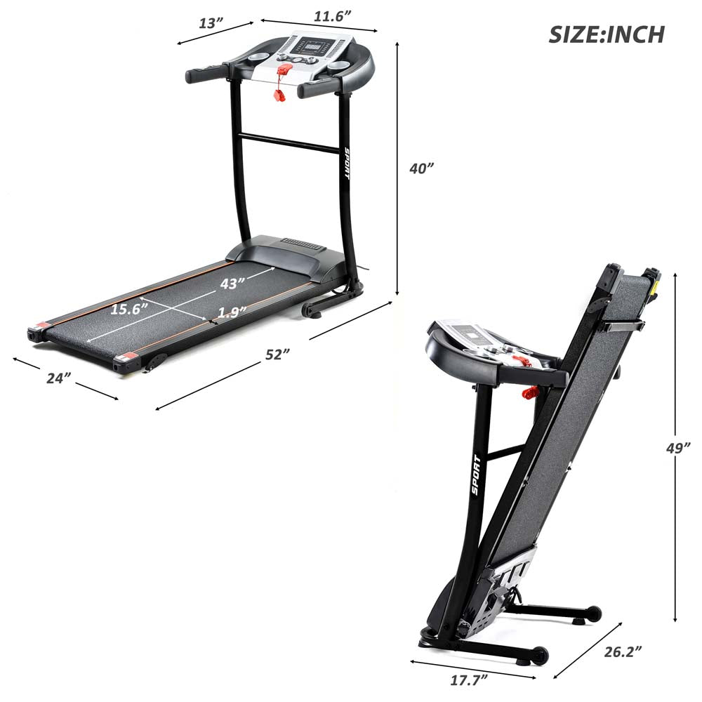 Folding Treadmill with Safety Lock LCD Monitor ZEUS RUTA