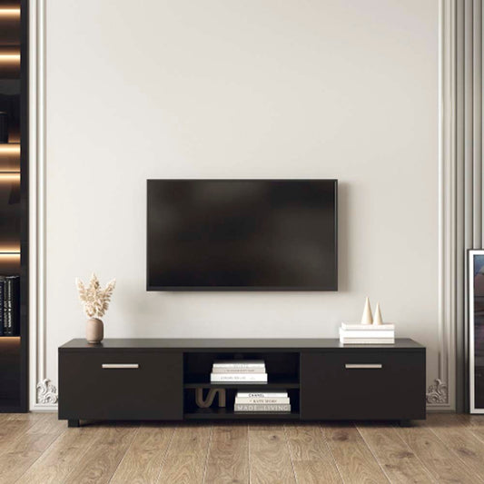 Black TV Stand  Television Table With Open Shelves for Living Room Bedroom